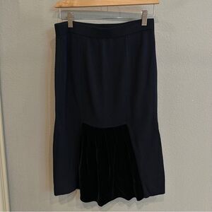 St. John | 8 | stjohn knit Black Skirt Velvet ruffle panel midi skirt pencil